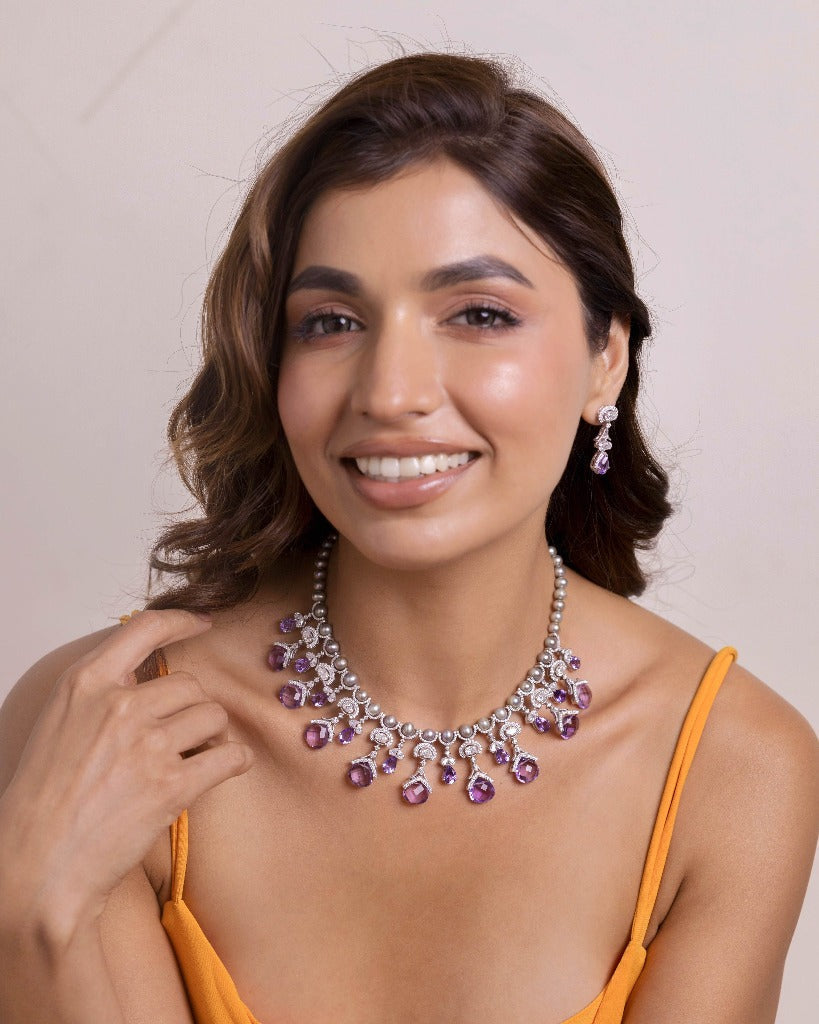 925 Silver Miera Amethyst Necklace - Amrrutam 