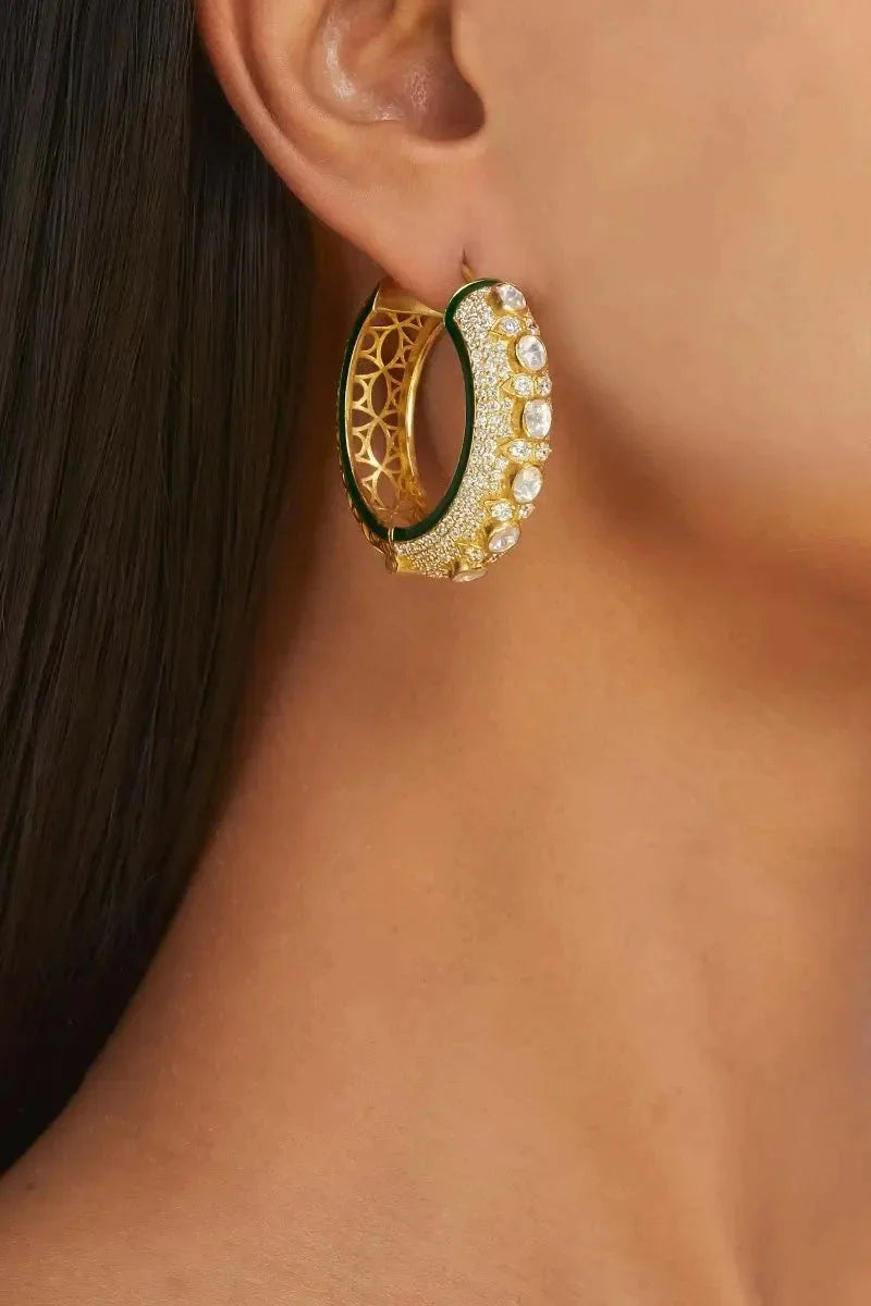 Sterling Silver Gold Hoop Earrings - Amrrutam