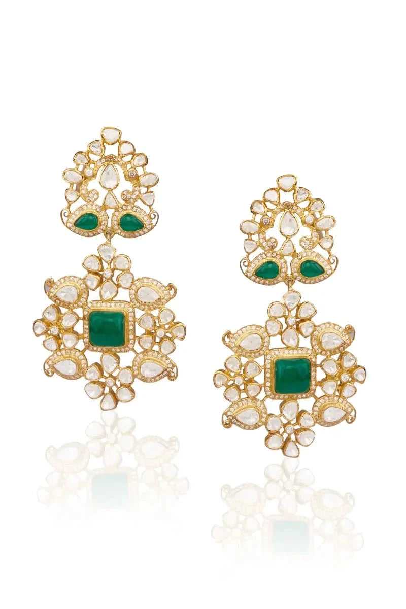 Sterling Silver Emerald Green Earrings - Amrrutam