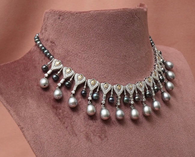 925 Silver Nova Black Pearl Necklace - Amrrutam 
