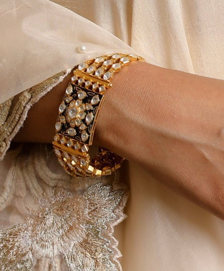 925 Silver Neelpushpa Polki Bracelet - Amrrutam 