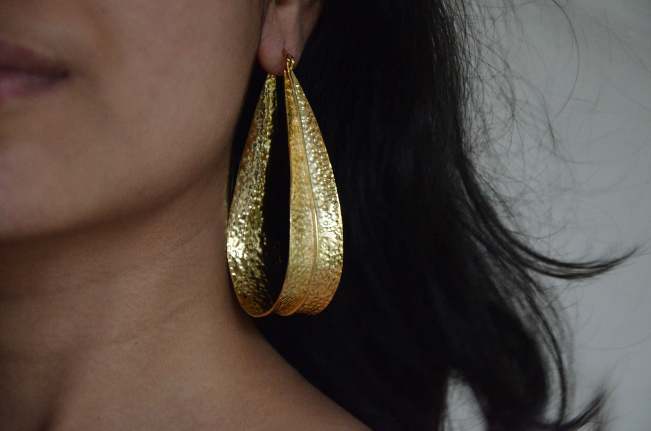Golden Hoop Earrings - Amrrutam