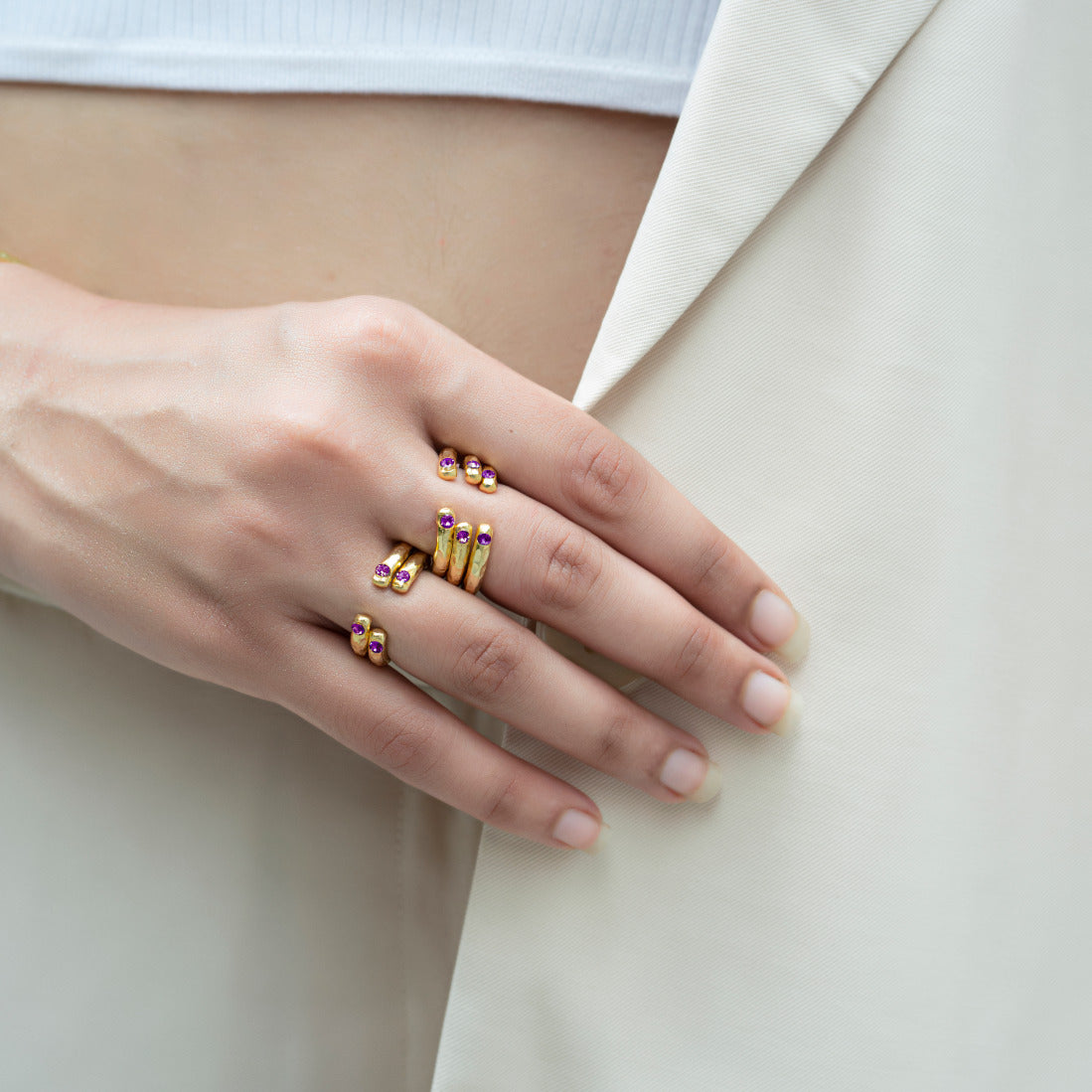 Gold amethyst ring for women