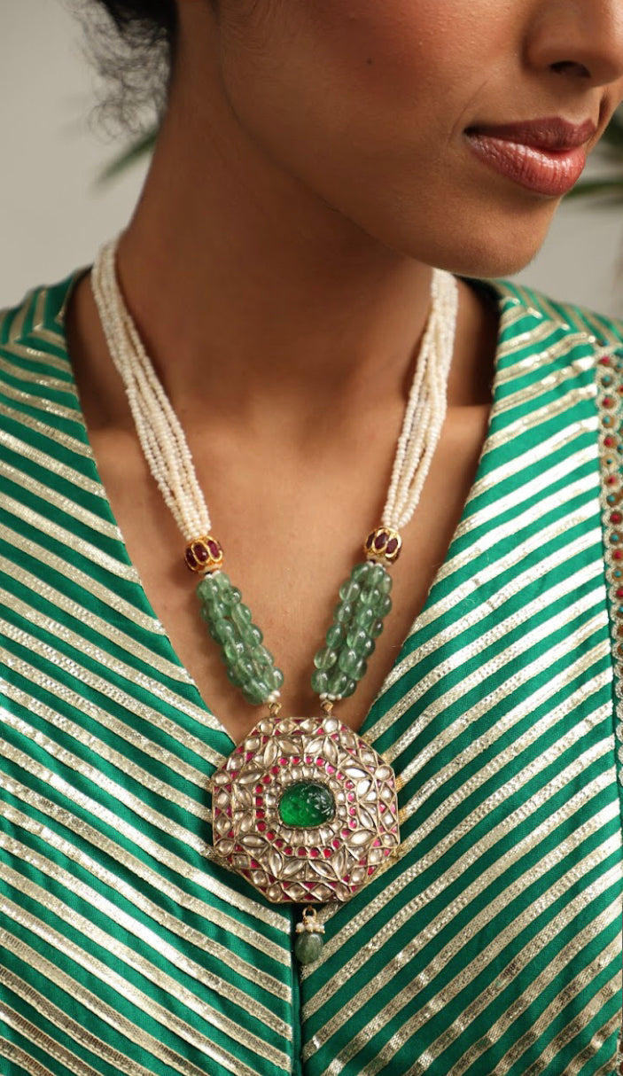 925 Silver Bavara Zaikya Long Necklace - Amrrutam 