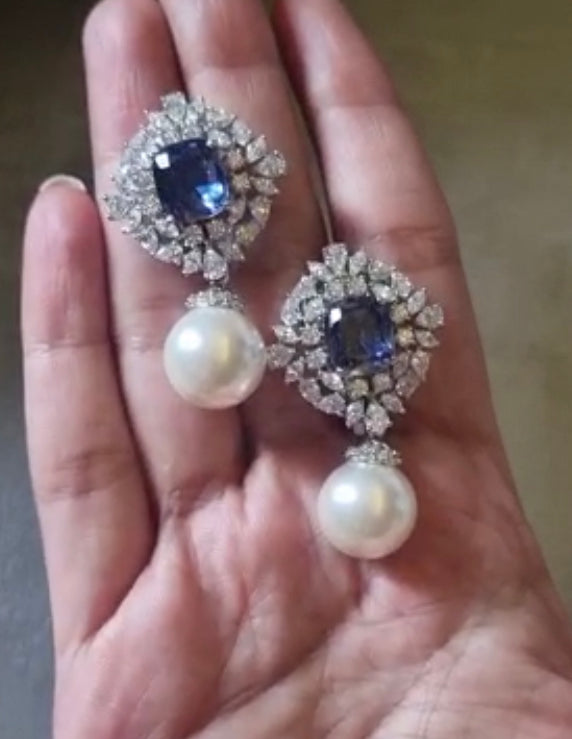925 Silver Sapphire Drop Earring - Amrrutam
