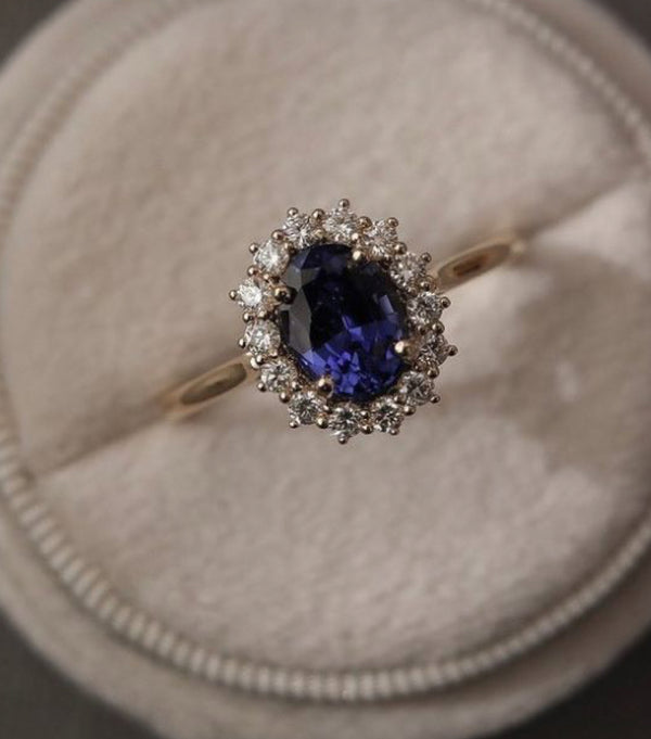 925 Silver Suzie Tanzanite Swarovski Ring - Amrrutam Jewellery
