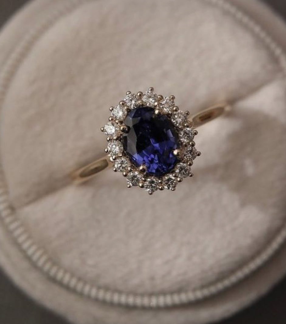 925 Silver Suzie Tanzanite Swarovski Ring - Amrrutam Jewellery