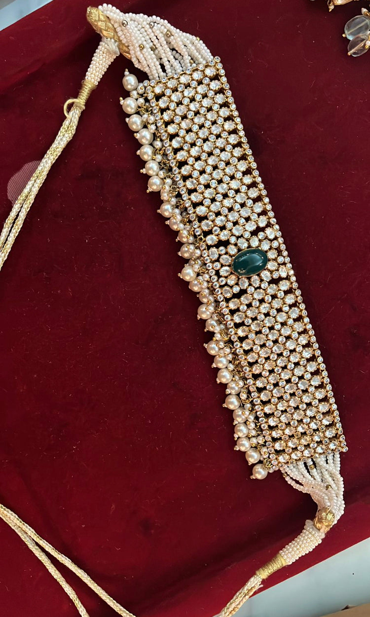 925 Silver Raziya Polki Choker Necklace - Amrrutam