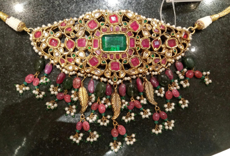 925 Silver Viranaya Jadau Choker Necklace - Amrrutam Jewellery
