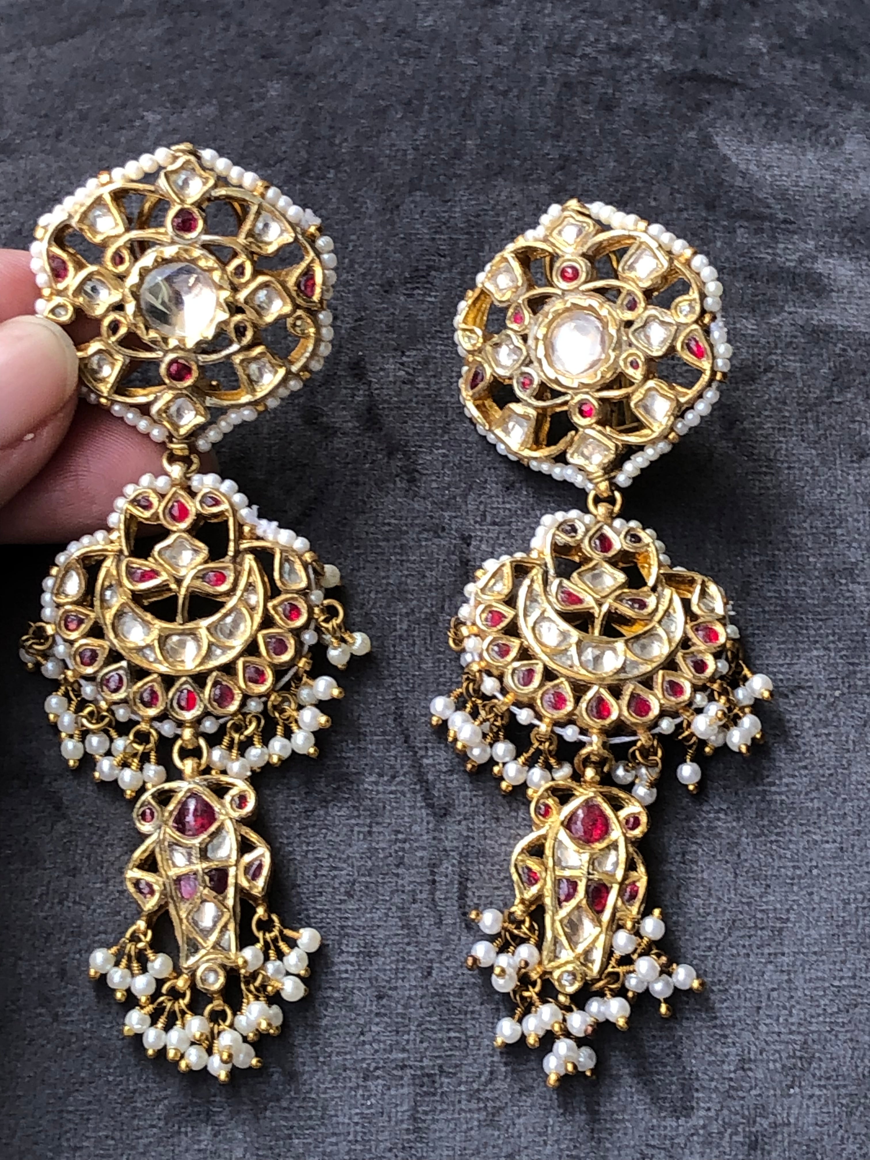 925 Silver Pankiyan Polki Earring - Amrrutam Jewellery