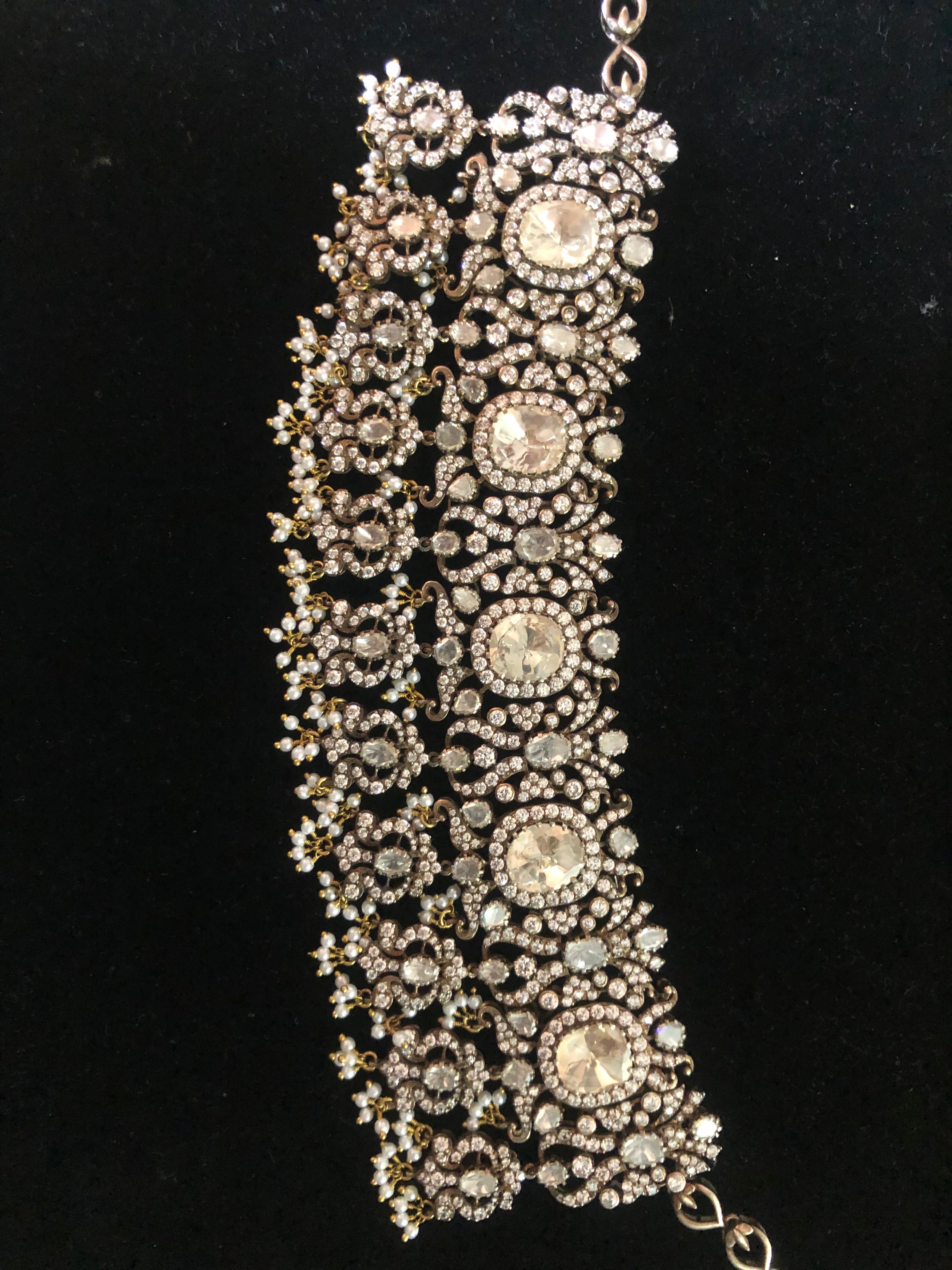 925 Silver Zohya Victorian Polki Choker Necklace Set - Amrrutam Jewellery