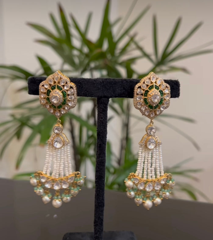 925 Silver Simone Polki Chandbali Earring - Amrrutam 