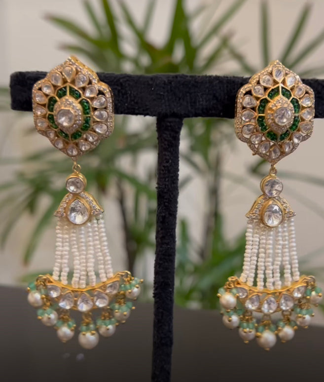 925 Silver Simone Polki Chandbali Earring - Amrrutam 