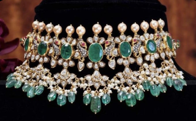 925 Silver Mohini Wedding Polki Necklace - Amrrutam Jewellery