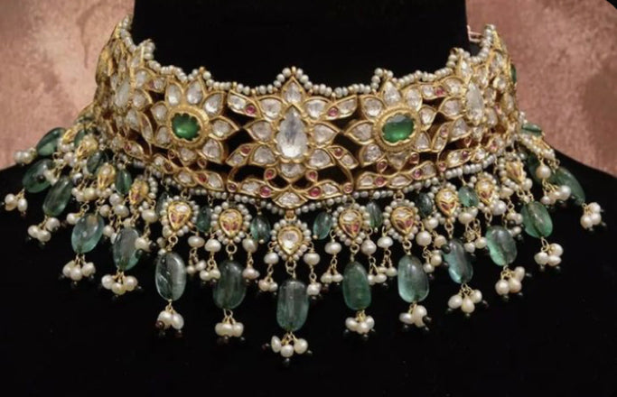 925 Silver Nigam Wedding Polki Necklace - Amrrutam Jewellery