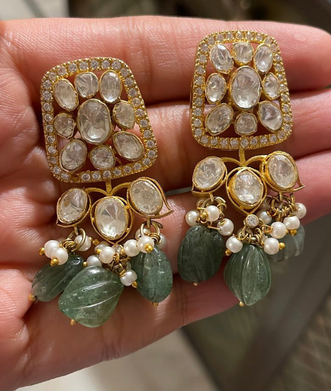 925 Silver Masari Polki Choker Necklace Set - Amrrutam