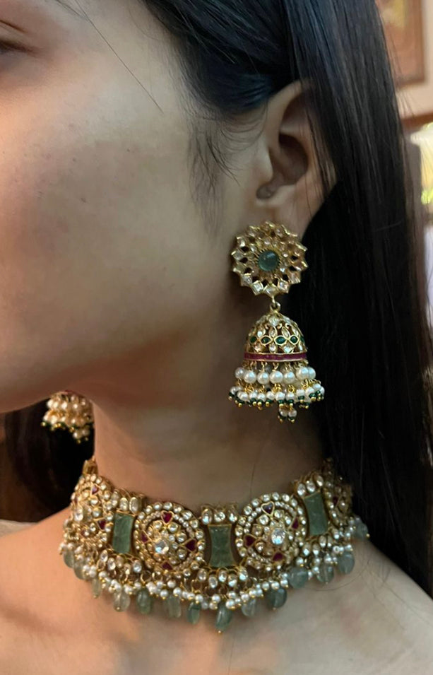 925 Silver Polki Jhumka Earrings - Amrrutam 