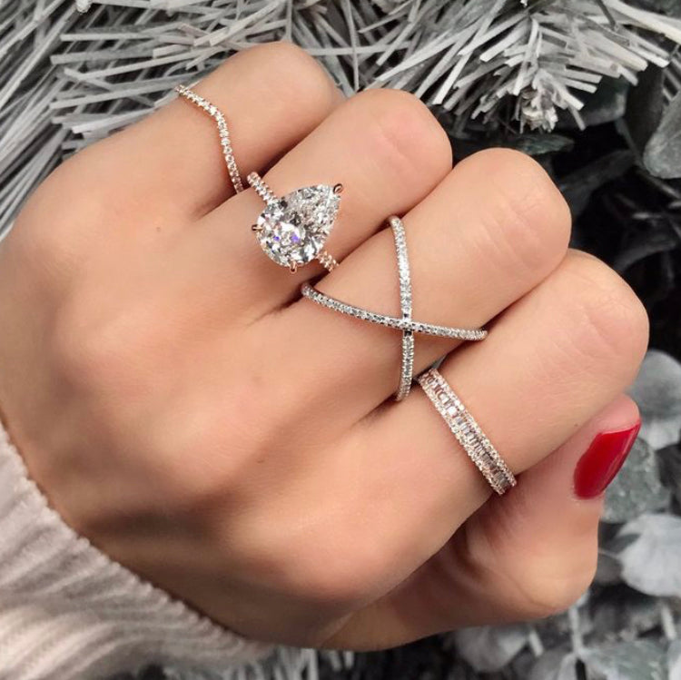 925 Silver Criss Cross Cocktail Ring - Amrrutam