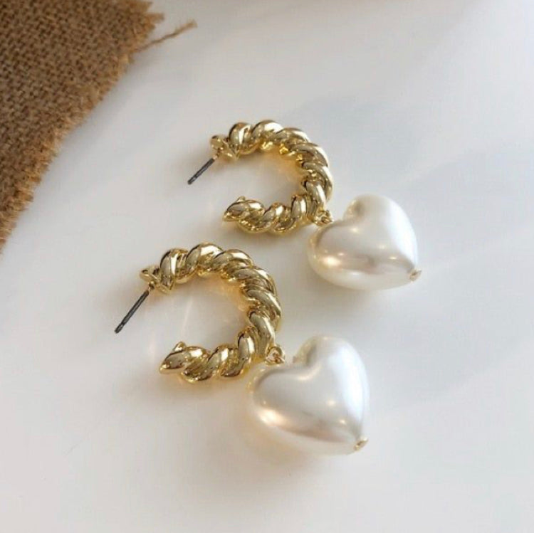 Pearl Drop Hoop Earrings in 92.5 Silver - Amrrutam