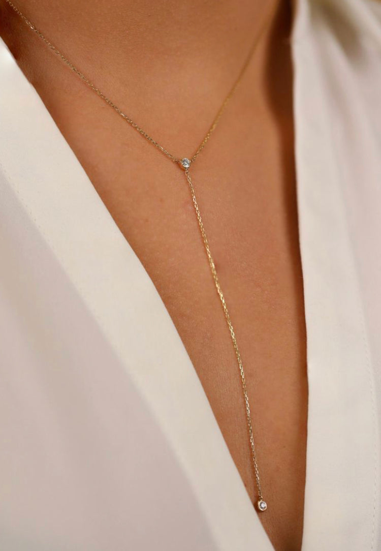 Long Drop Necklace in 92.5 Silver - Amrrutam