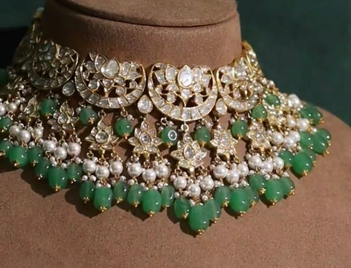 925 Silver Sameera Polki Necklace - Amrrutam Jewellery