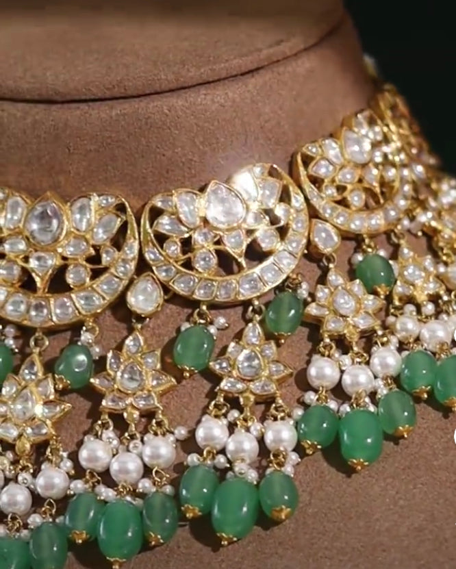 925 Silver Sameera Polki Necklace - Amrrutam Jewellery