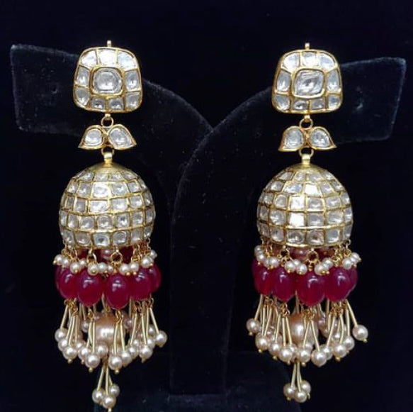 925 Silver Zoraya Polki Jhumka Earrings - Amrrutam 