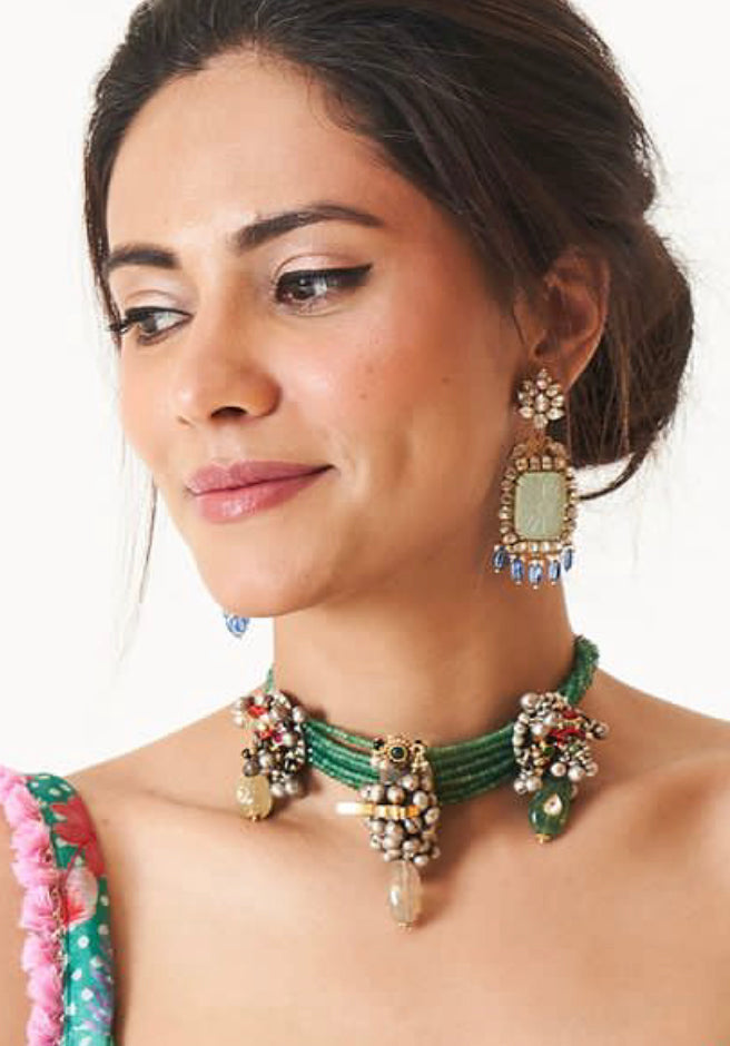 925 Silver Chavi Peacock Choker Necklace - Amrrutam 