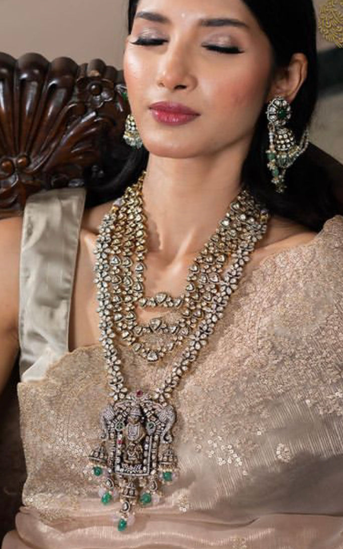 925 Silver Varsada Victorian Bridal Necklace - Amrrutam 