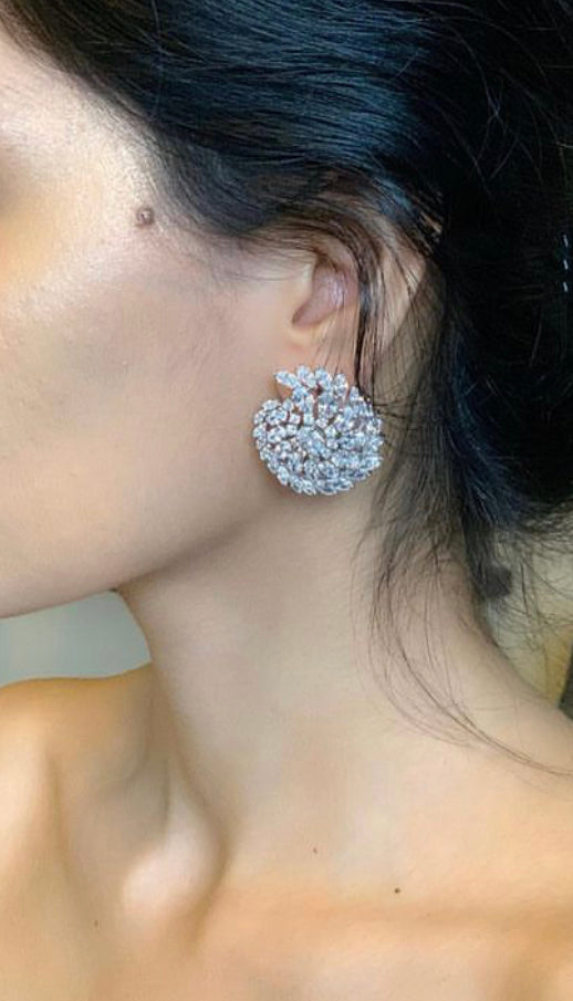 925 Silver Vilaya Swarovski Earrings - Amrrutam