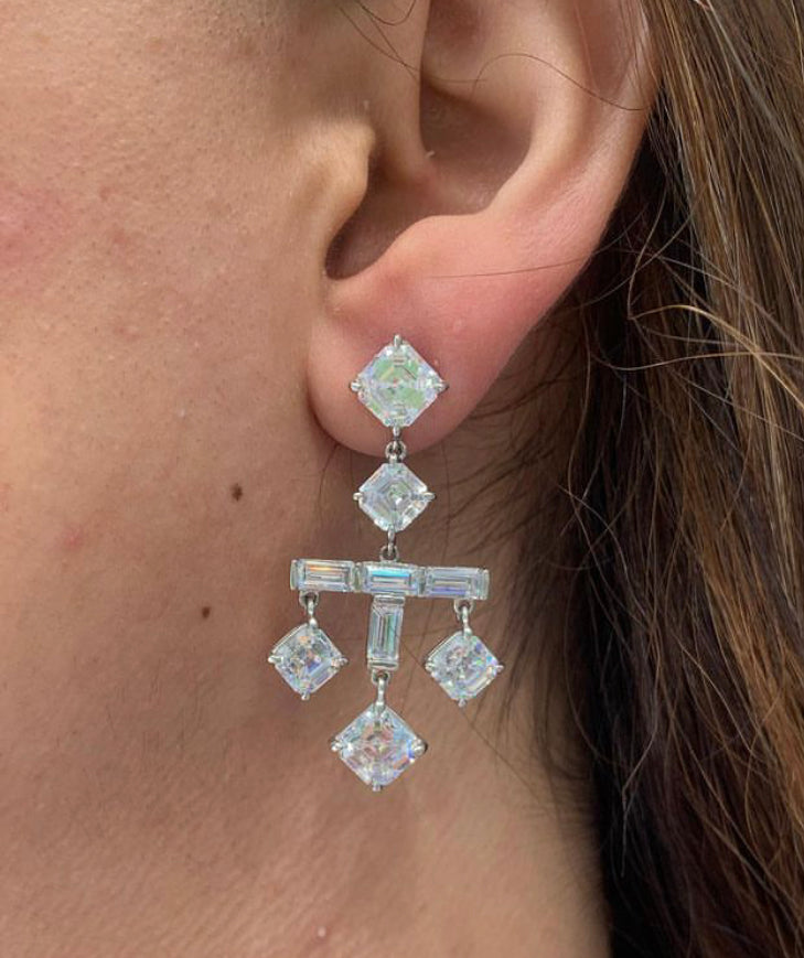 925 Silver Chandelier Swarovski Drop Earrings - Amrrutam