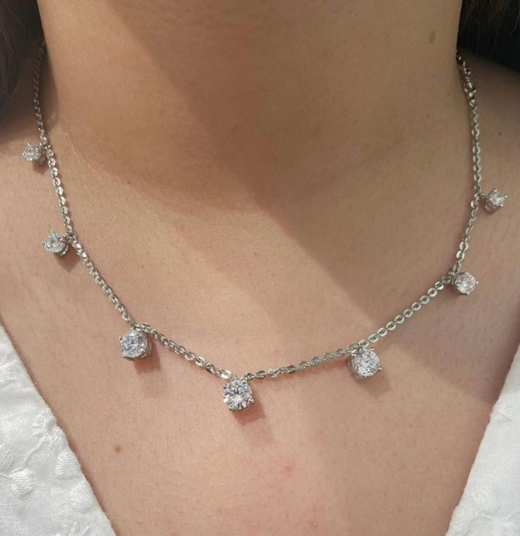 925 Silver Herty Swarovski Necklace - Amrrutam