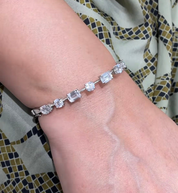 925 Silver Tiama Swarovski Bracelet - Amrrutam