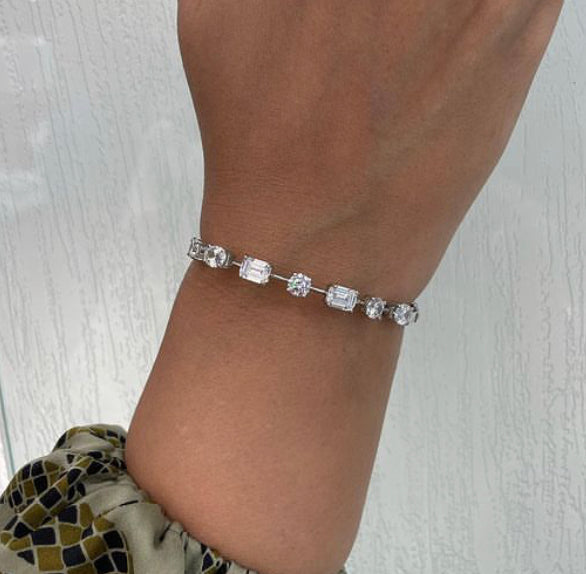 925 Silver Tiama Swarovski Bracelet - Amrrutam