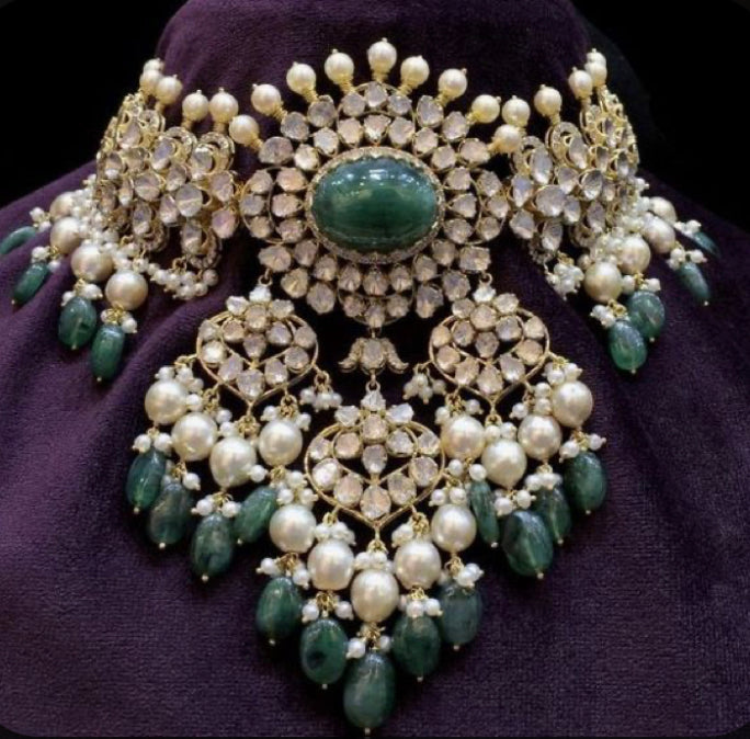 925 Silver Meera Bridal Polki Necklace - Amrrutam 