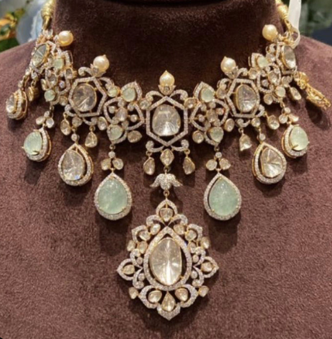 925 Silver Rainika Polki Necklace - Amrrutam 