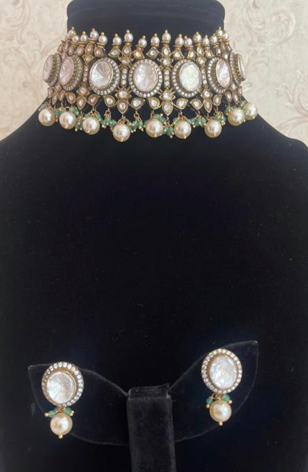 925 Silver Nusrat Choker Necklace - Amrrutam 