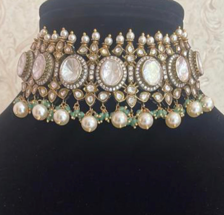 925 Silver Nusrat Choker Necklace - Amrrutam 