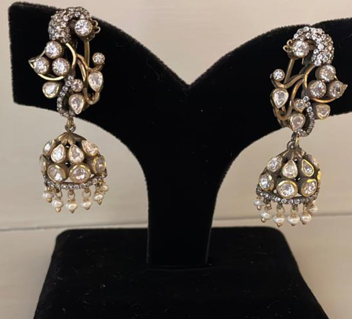 925 Silver Nura Victorian Jhumka Earring - Amrrutam 