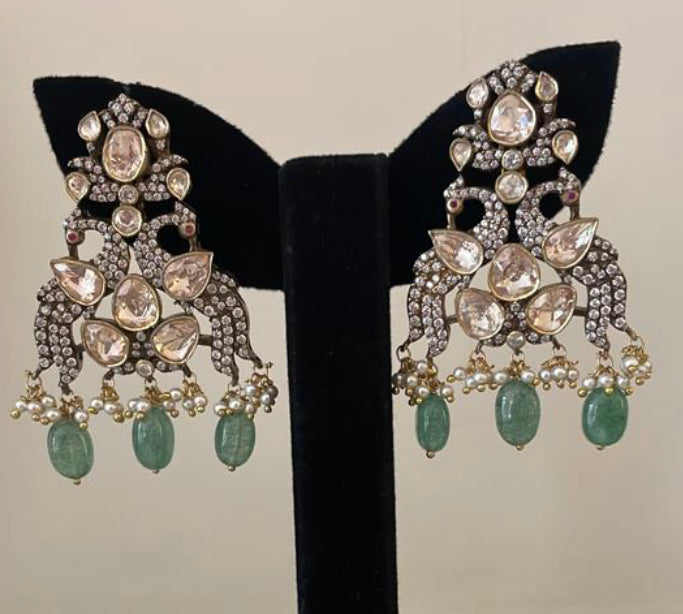 925 Silver Nura Victorian Chandbali Earring - Amrrutam 