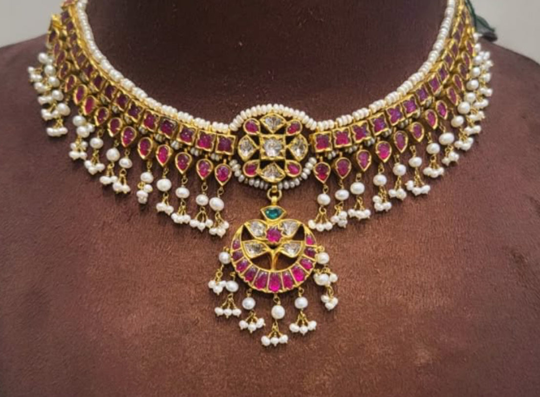 925 Silver Nupur Jadau Polki Necklace