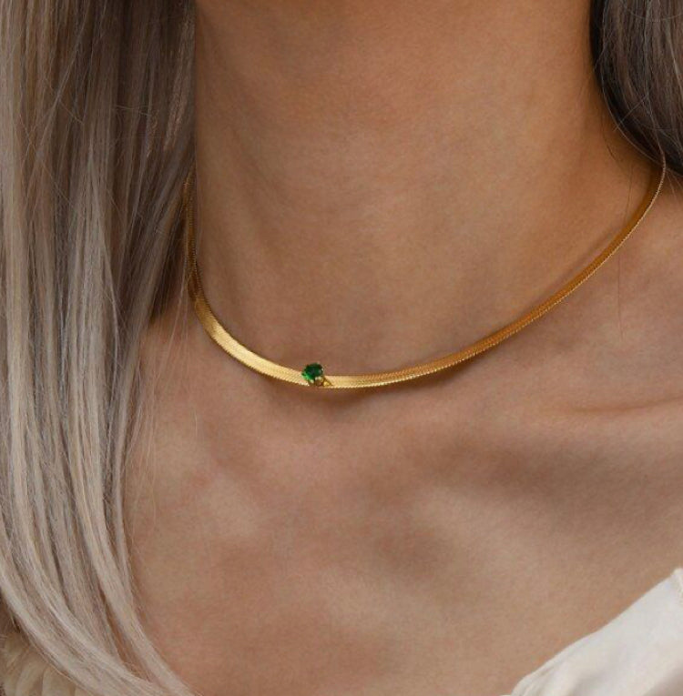 Snake Chain Choker Necklace in 92.5 Silver - Amrrutam