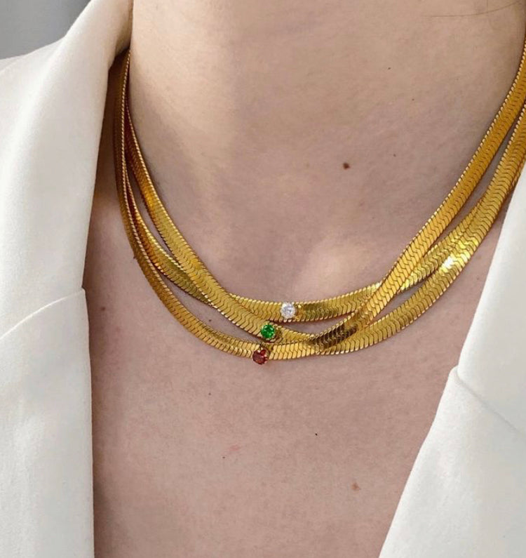Snake Chain Choker Necklace in 92.5 Silver - Amrrutam