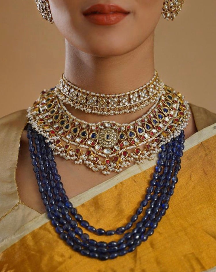 925 Silver Moraniya Surya Chandra Necklace - Amrrutam