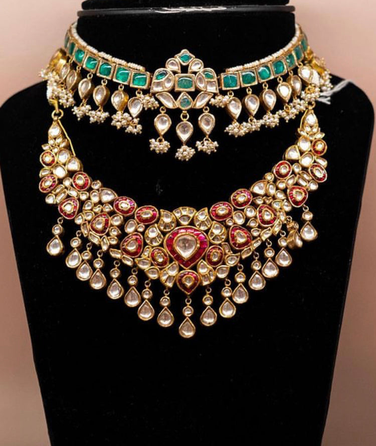 925 Silver Uyarcha Surya Chandra Necklace Set - Amrrutam