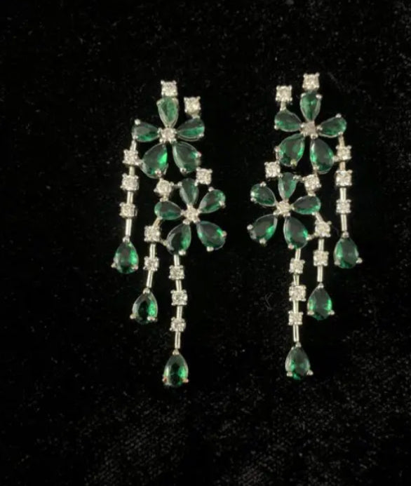 925 Silver Terra Green Swarovski Earrings - Amrrutam 