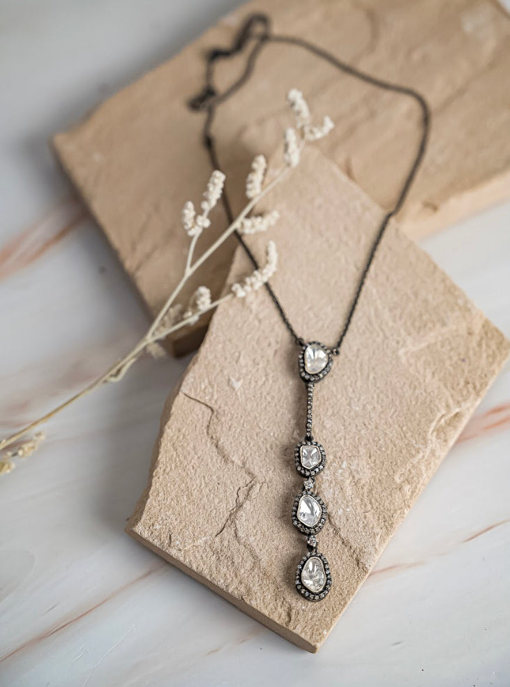 925 Silver Ivy Uncut Diamond Necklace - Amrrutam 