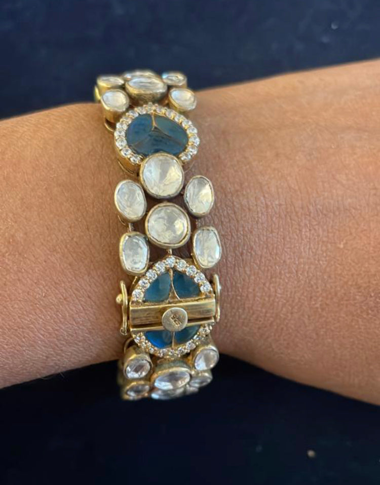 925 Silver Umeera Polki Bangle - Amrrutam 