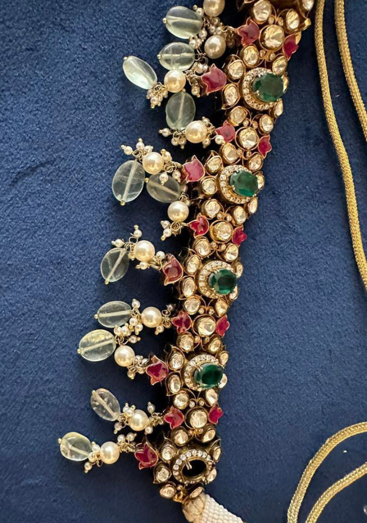 925 Silver Sumaira Polki Choker Necklace - Amrrutam 