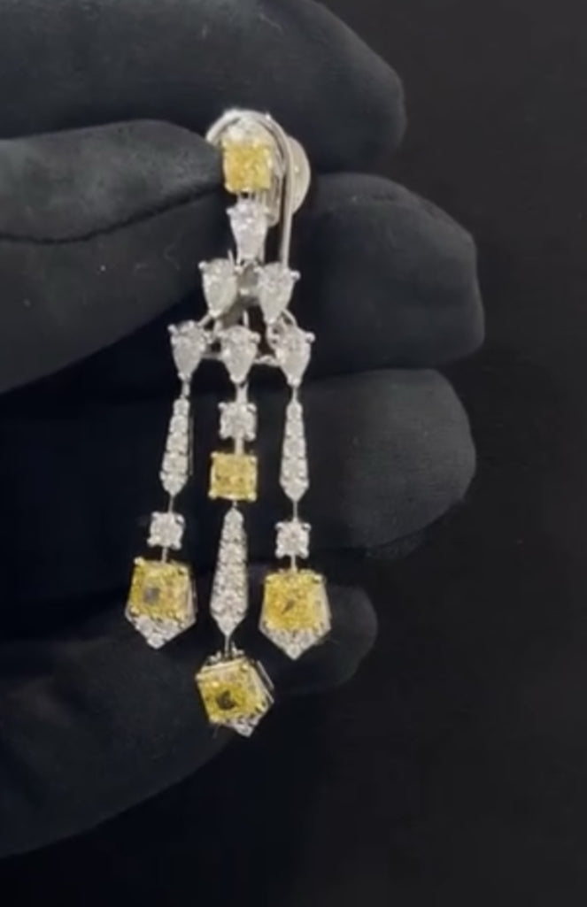 Yellow Sapphire and Swarovski Crystal Necklace for Women's Cocktails